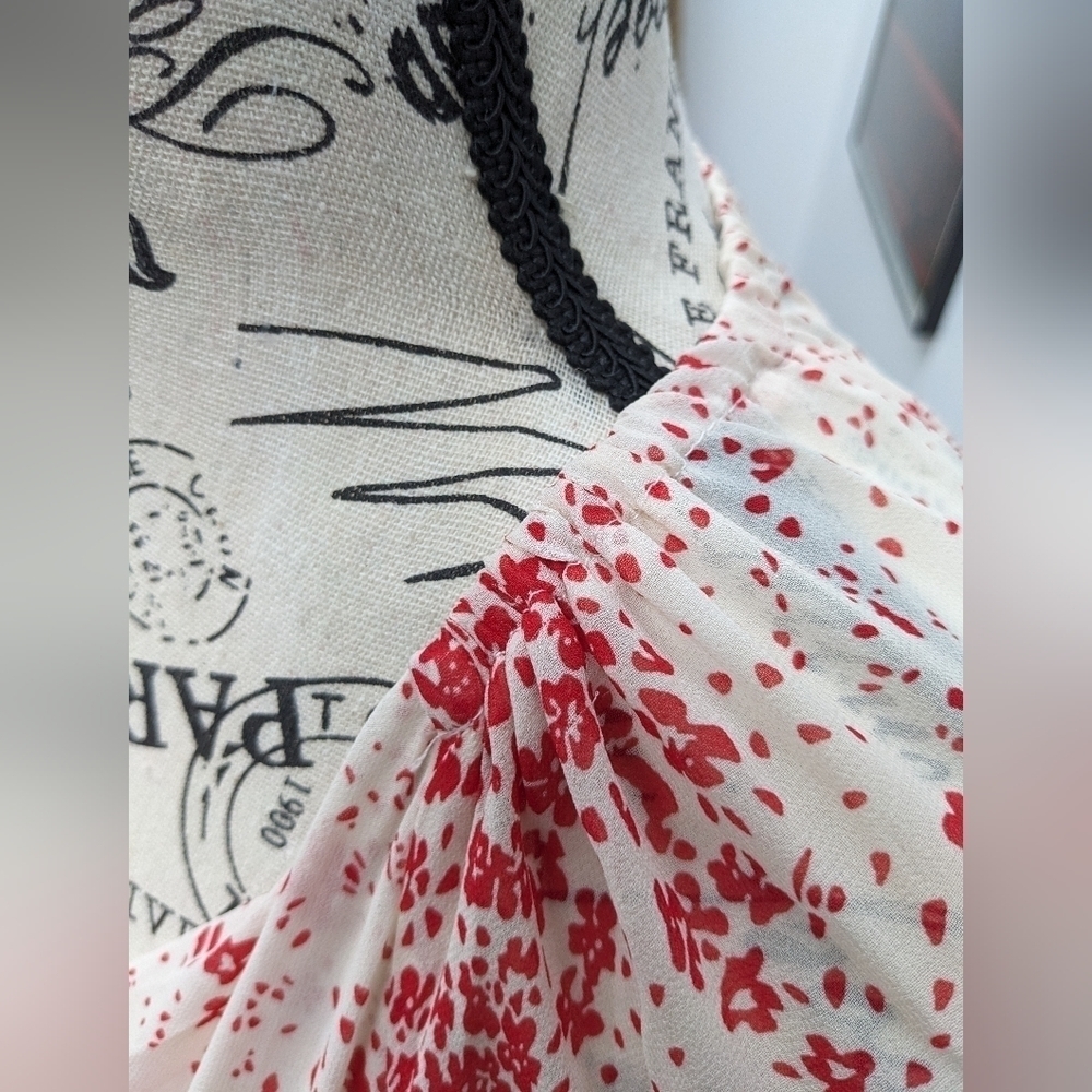 Princess Polly Altona white and red floral long sleeves mini dress size 2 - Picture 9 of 15